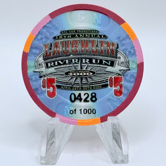 Golden Nugget Laughlin Nevada 2000 '18th Annual River Run' LE $5 Casino Chip V4380