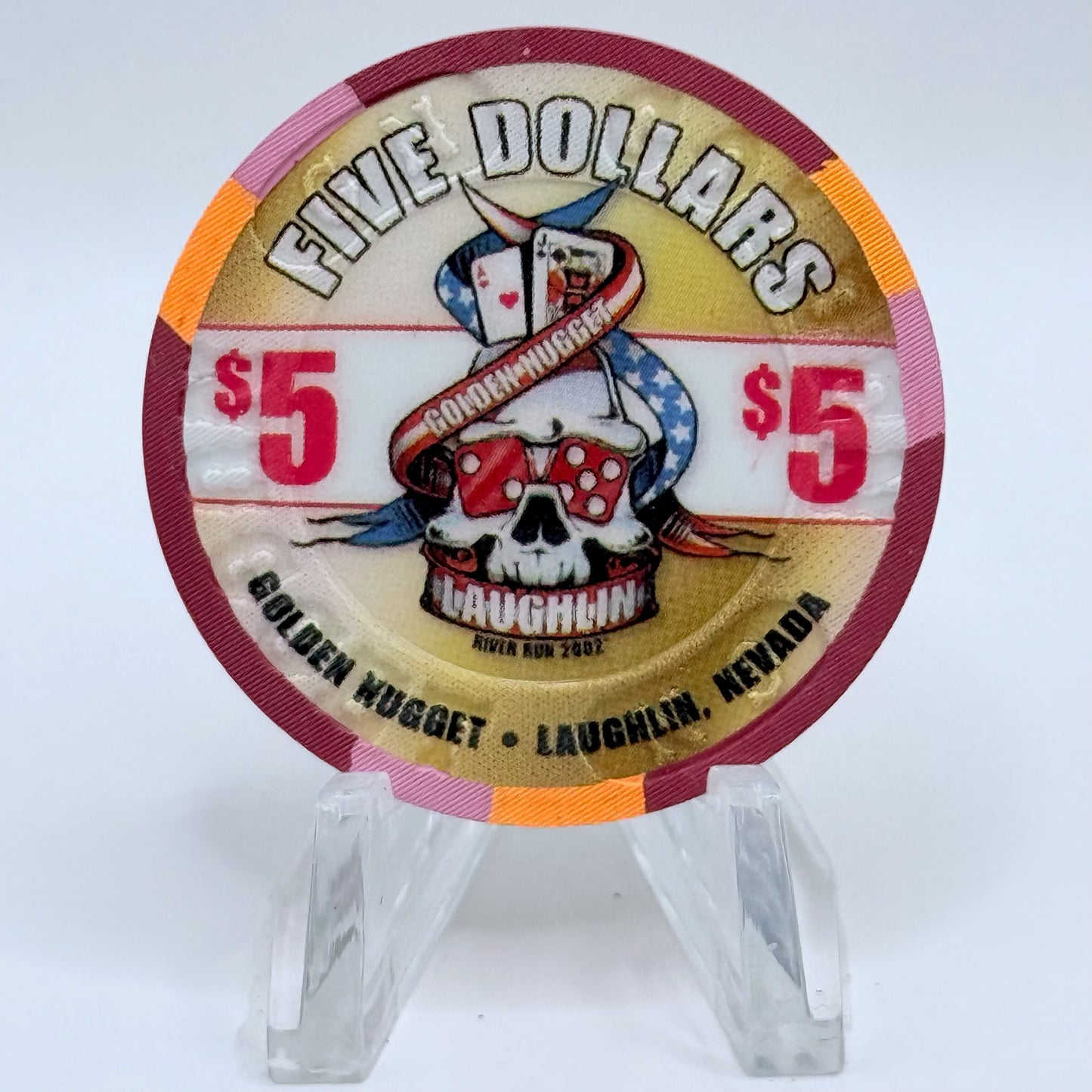 Golden Nugget Laughlin Nevada 2002 'River Run' LE $5 Casino Chip E0678