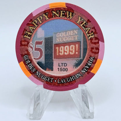 Golden Nugget Laughlin Nevada 1999 'Happy New Year' LE $5 Casino Chip V2644