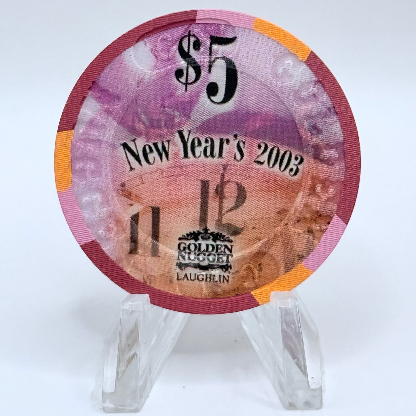 Golden Nugget Laughlin Nevada 2003 'New Years Eve' LE $5 Casino Chip E4039