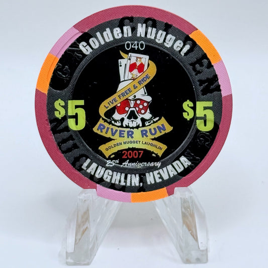 Golden Nugget Laughlin Nevada 2007 '25th Anniversary' LE $5 Casino Chip E8476