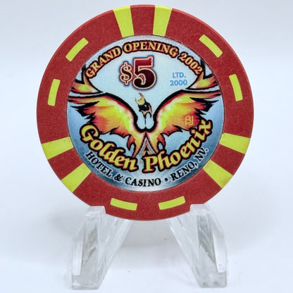 Golden Phoenix Reno Nevada 2002 'Grand Opening' LE $5 Casino Chip E0688