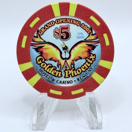 Golden Phoenix Reno Nevada 2002 'Grand Opening' LE $5 Casino Chip E0688