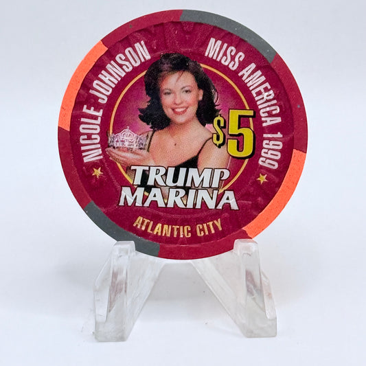 Trump Marina Huron Avenue Brigantine Blvd 'Miss America - Nicole Johnson' LE $5 Casino Chip