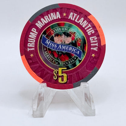 Trump Marina Huron Avenue Brigantine Blvd 'Miss America - Nicole Johnson' LE $5 Casino Chip