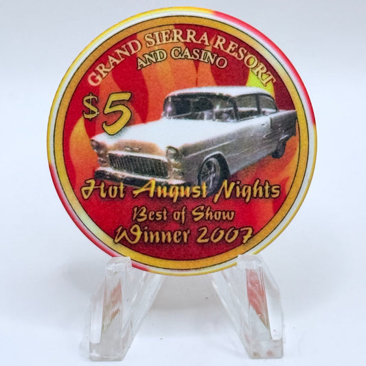 Grand Sierra Resort Reno Nevada 2008 '1955 Chevy Bel Air - Hot August Nights' LE $5 Casino Chip E8555