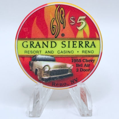 Grand Sierra Resort Reno Nevada 2008 '1955 Chevy Bel Air - Hot August Nights' LE $5 Casino Chip E8555
