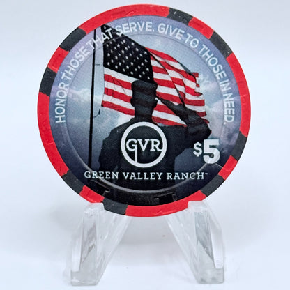 Green Valley Ranch Henderson Nevada 2015 'Honor Those That Serve. Give To Those In Need.' LE $5 Casino Chip D1933