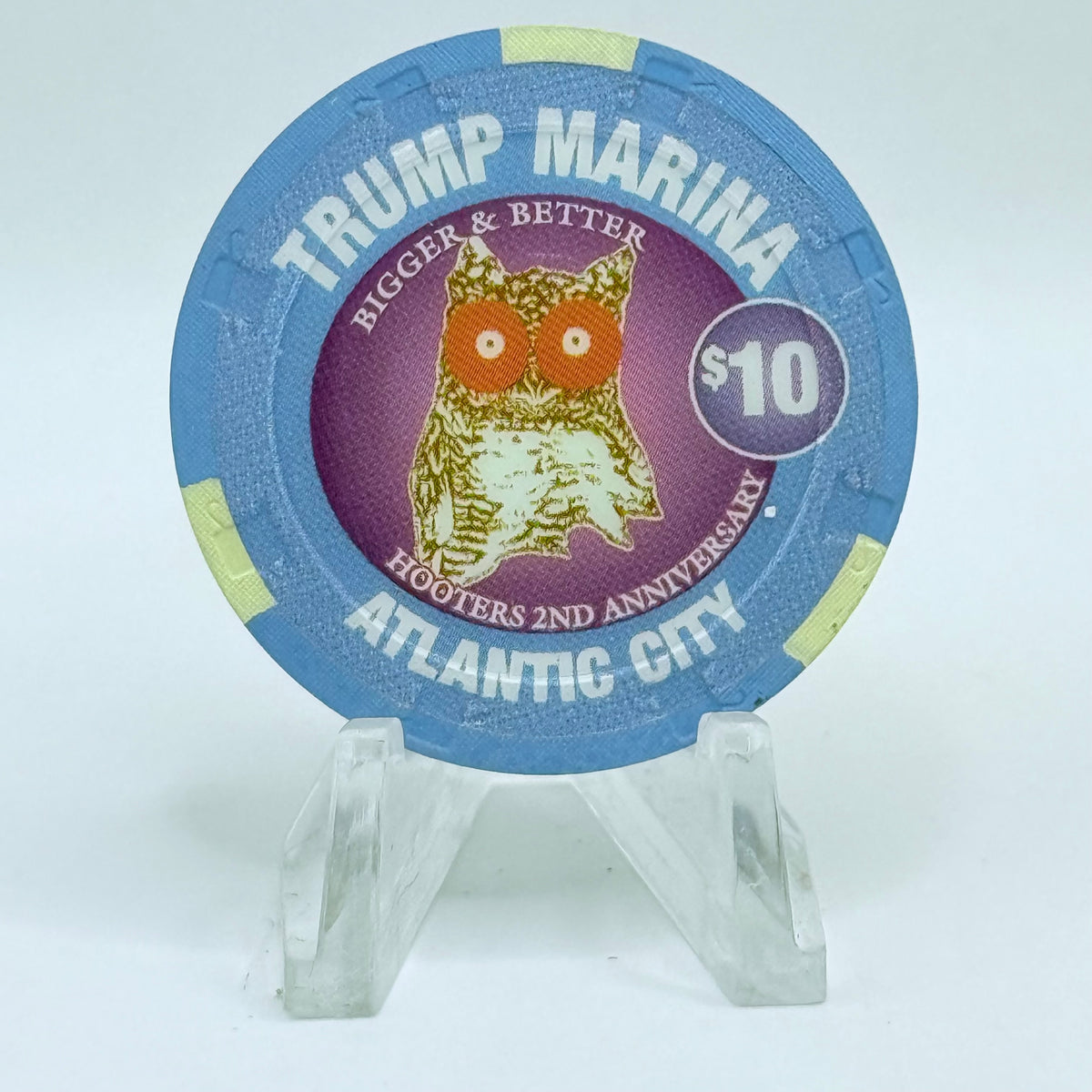 Trump Marina Huron Avenue Brigantine Blvd 'Hooters 2nd Anniversary' LE $10 Casino Chip