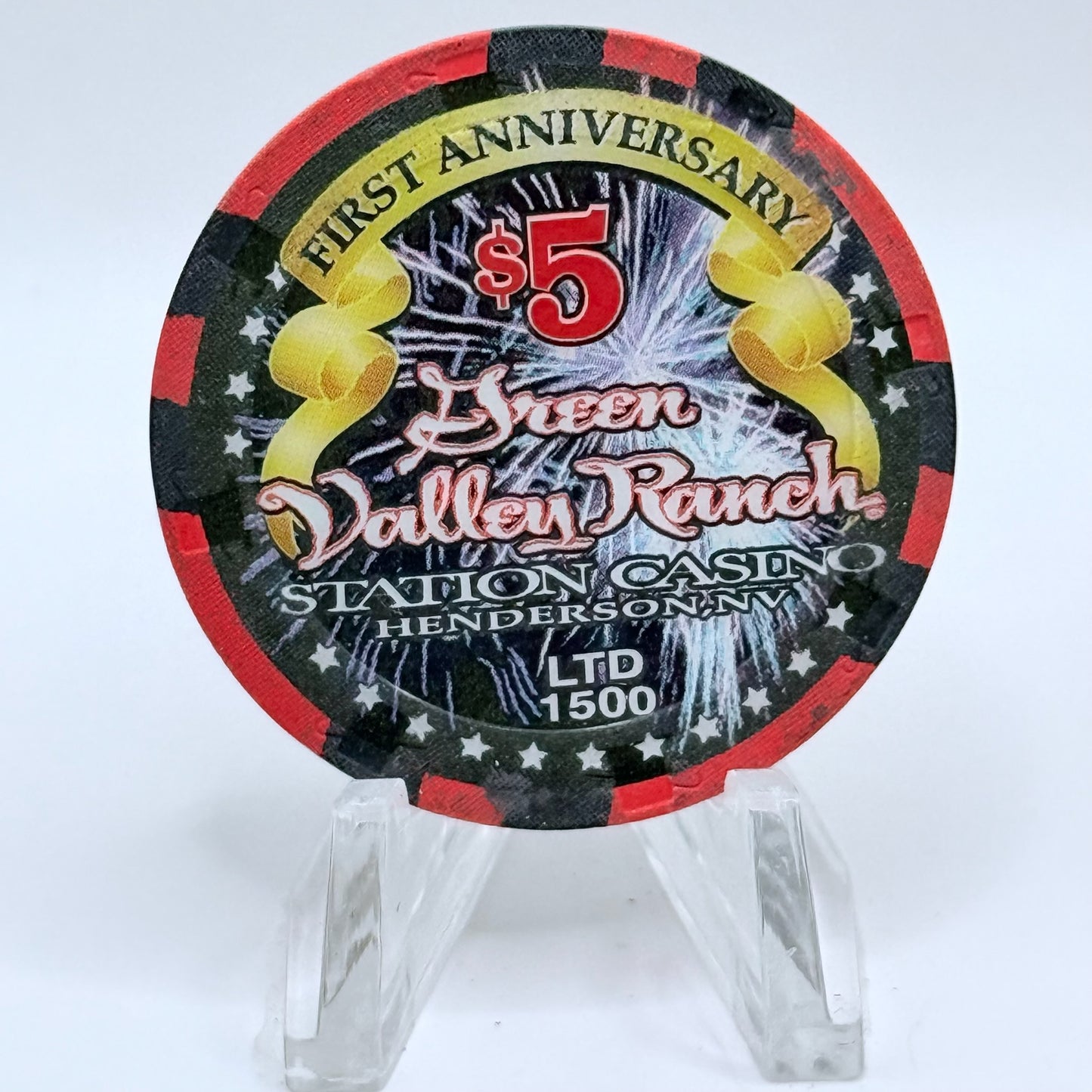 Green Valley Ranch Henderson Nevada 2002 '1st Anniversary' LE $5 Casino Chip E0713