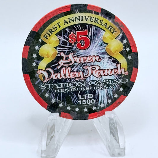 Green Valley Ranch Henderson Nevada 2002 '1st Anniversary' LE $5 Casino Chip E0713