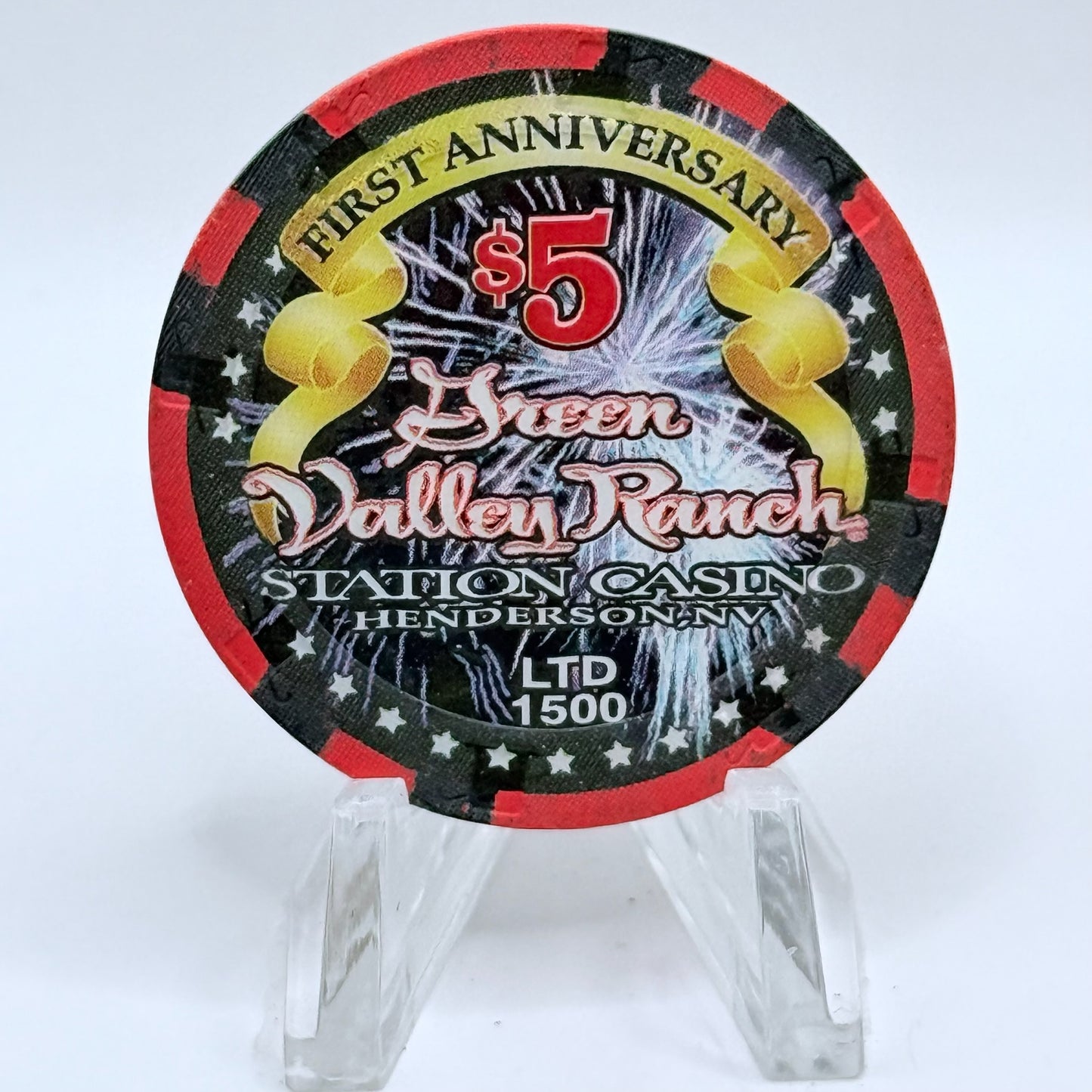 Green Valley Ranch Henderson Nevada 2002 '1st Anniversary' LE $5 Casino Chip E0713