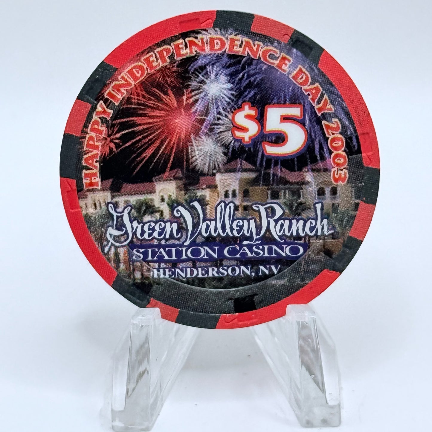 Green Valley Ranch Henderson Nevada 2003 'Fourth of July' LE $5 Casino Chip E0714