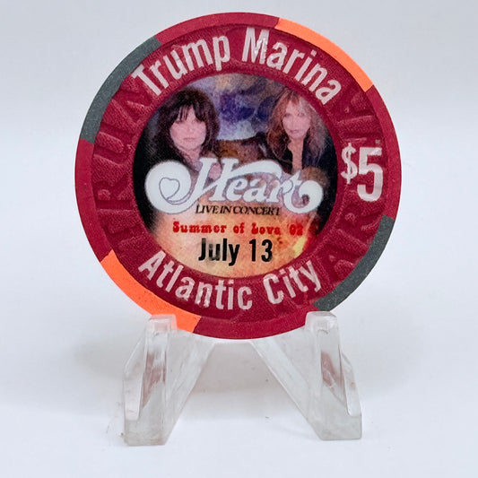 Trump Marina Huron Avenue Brigantine Blvd 'Heart' LE $5 Casino Chip