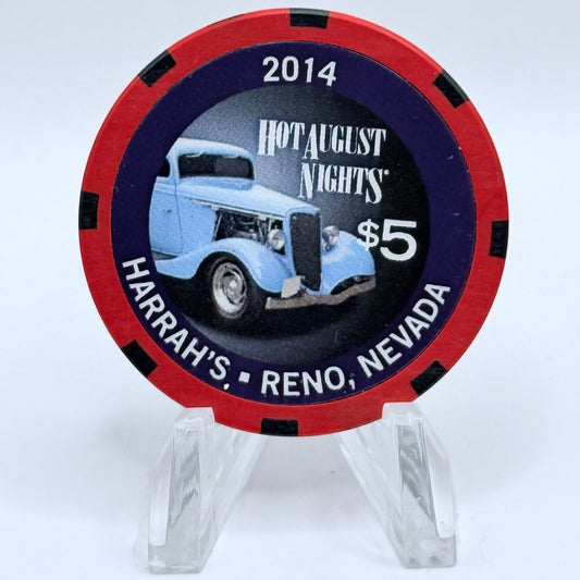Harrah's Reno Nevada 2014 'Hot August Nights' LE $5 Casino Chip D1640