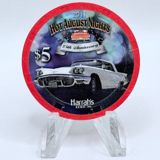 Harrah's Reno Nevada 2011 'Hot August Nights' LE $5 Casino Chip D0231