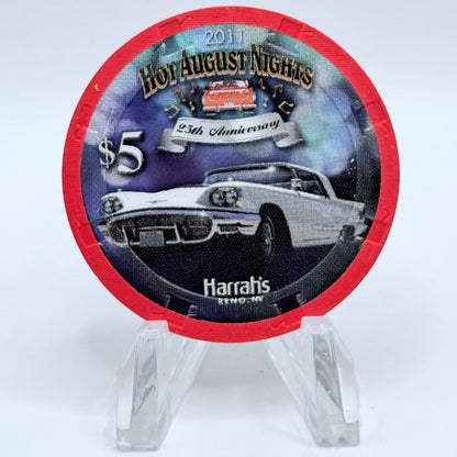 Harrah's Reno Nevada 2011 'Hot August Nights' LE $5 Casino Chip D0231