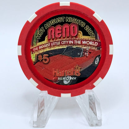 Harrah's Reno Nevada 2007 'Hot August Nights' LE $5 Casino Chip E6458