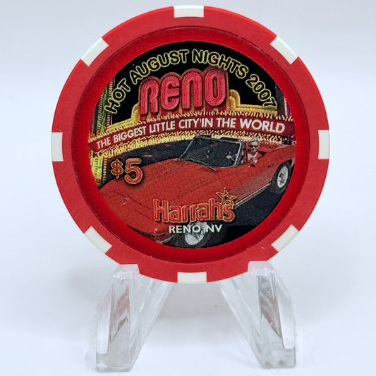 Harrah's Reno Nevada 2007 'Hot August Nights' LE $5 Casino Chip E6458