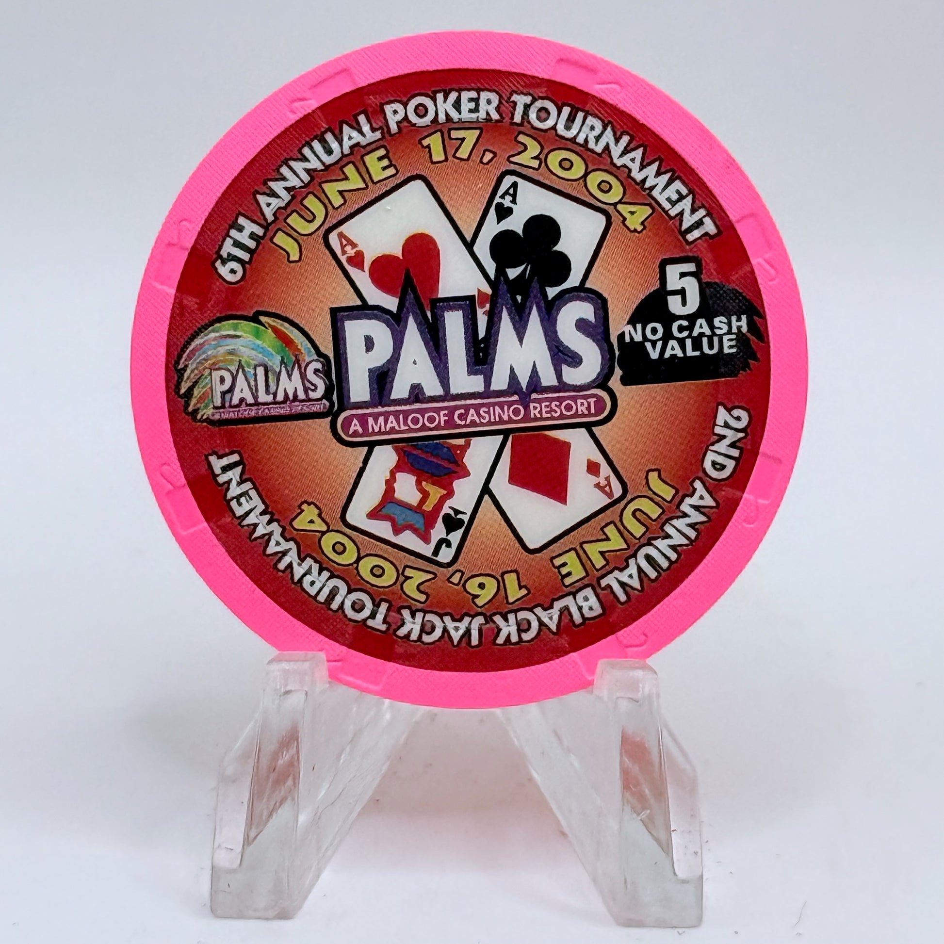 Palms Casino Resort Las Vegas Nevada 2004 '6th Annual CCGTCC' Series 8 $5 NCV Casino Chip E3416
