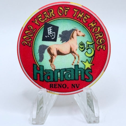 Harrah's Reno Nevada 2002 'Year Of The Horse' LE $5 Casino Chip V8990