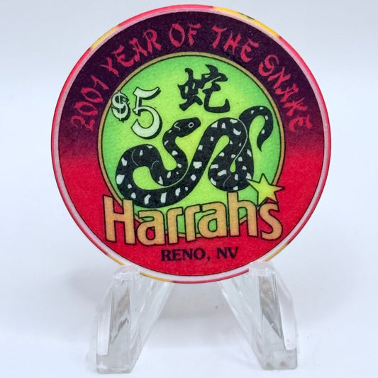 Harrah's Reno Nevada 2001 'Year Of The Snake' LE $5 Casino Chip V6282