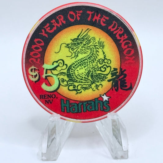 Harrah's Reno Nevada 2000 'Year Of The Dragon' LE $5 Casino Chip V4497