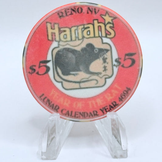 Harrah's Reno Nevada 1996 'Year of the Rat' LE $5 Casino Chip N8531