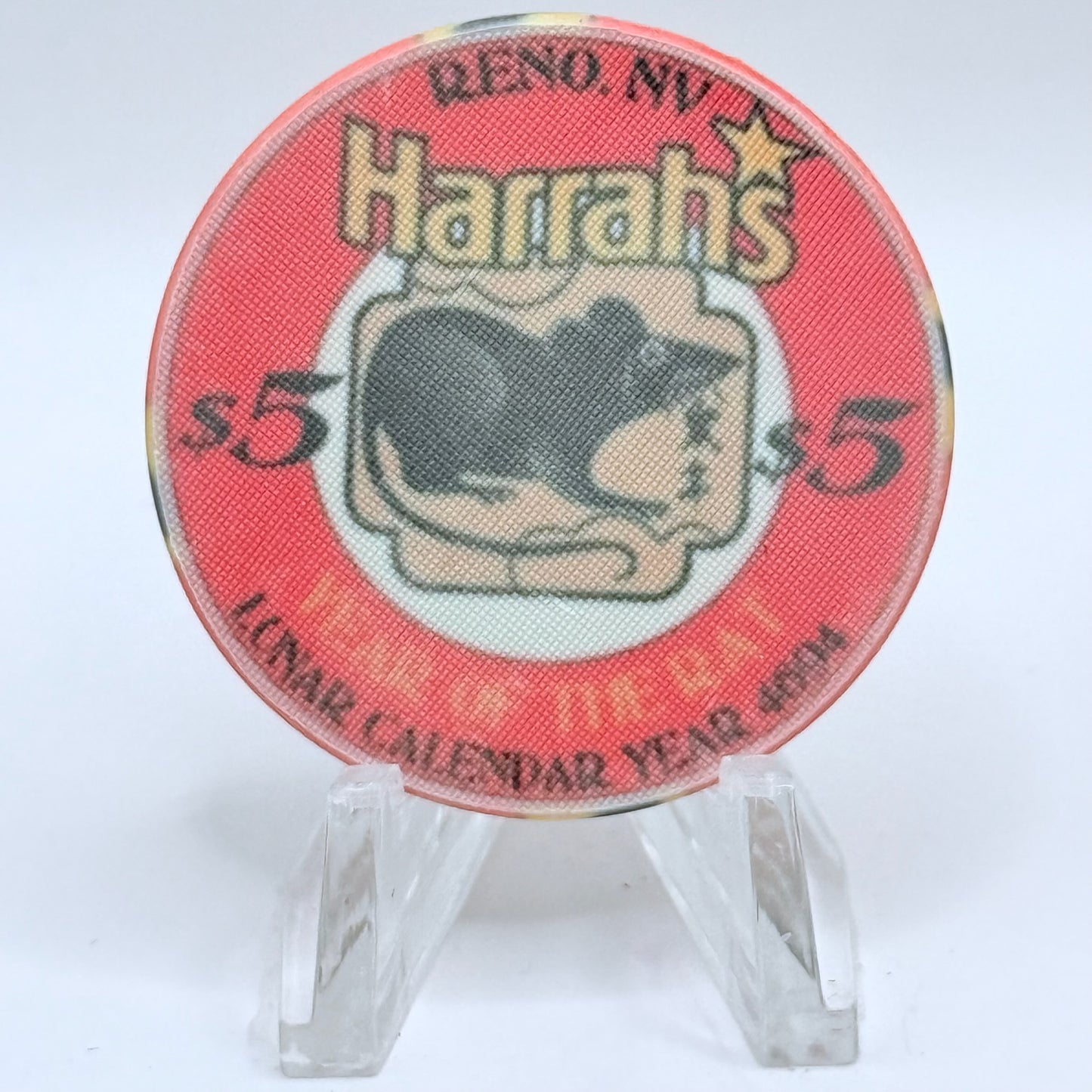 Harrah's Reno Nevada 1996 'Year of the Rat' LE $5 Casino Chip N8531
