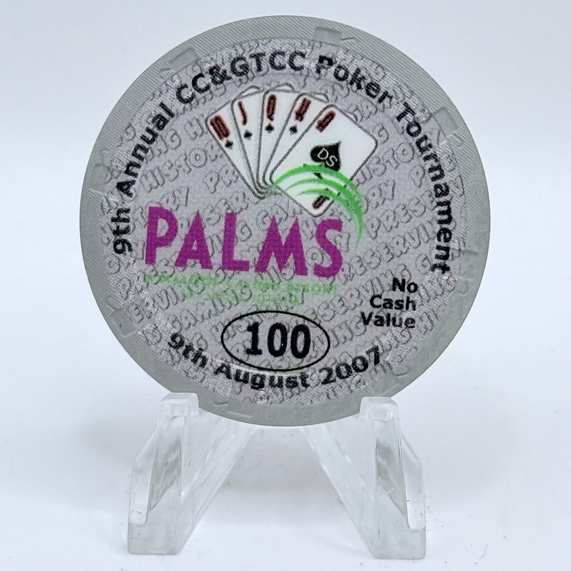 Palms Casino Resort Las Vegas Nevada 2007 '9th Annual CCGTCC' Series 14 $100 NCV Casino Chip E7474