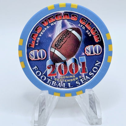 Las Vegas Club Las Vegas Nevada 2001 'Football Season' LE $10 Casino Chip V9139