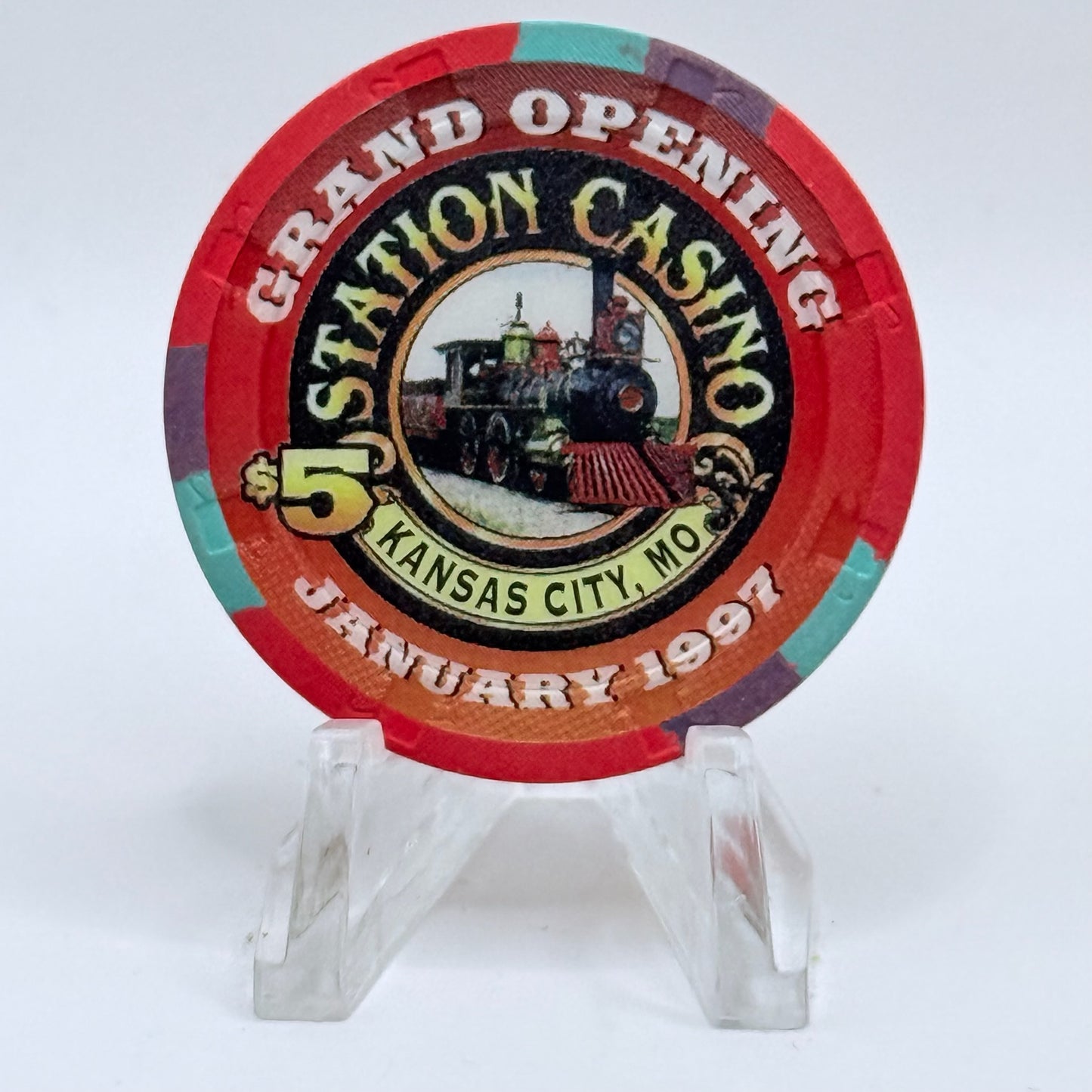 Station Casino Kansas City Missouri 1997 'Grand Opening' Series 4 LE $5 Casino Chip