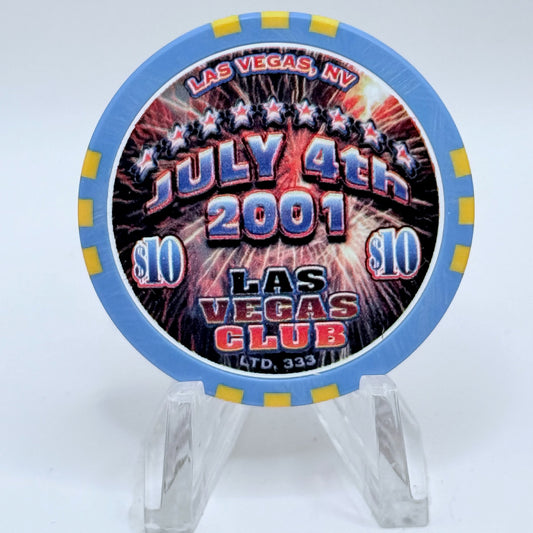 Las Vegas Club Las Vegas Nevada 2001 '4th Of July' LE $10 Casino Chip V9144