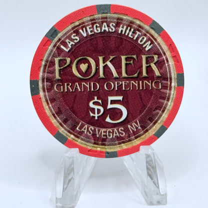Las Vegas Hilton Las Vegas Nevada 2005 'Poker Room Grand Opening' LE $5 Casino Chip E4822
