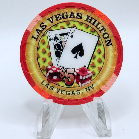 Las Vegas Hilton Las Vegas Nevada 1999 'Blackjack In Spades' LE $5 Casino Chip V4529