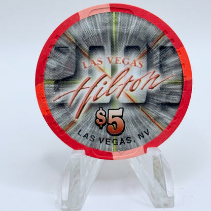 Las Vegas Hilton Las Vegas Nevada 1999 'Blackjack In Hearts' LE $5 Casino Chip V4528