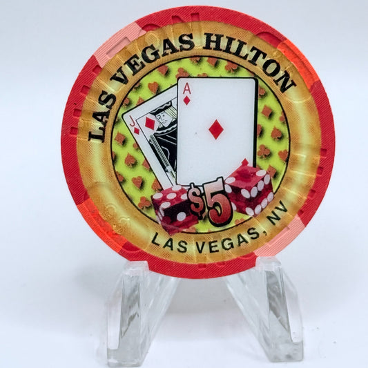 Las Vegas Hilton Las Vegas Nevada 1999 'Blackjack In Diamonds' LE $5 Casino Chip V4527