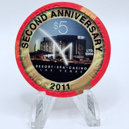 M Resort Spa Casino Las Vegas Nevada 2011 'Second Anniversary' LE $5 Casino Chip D0249