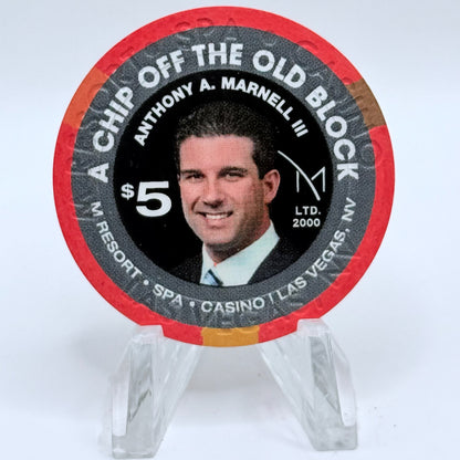 M Resort Spa Casino Las Vegas Nevada 2012 '3rd Anniversary, Anthony A. Marnett III' LE $5 Casino Chip D1129