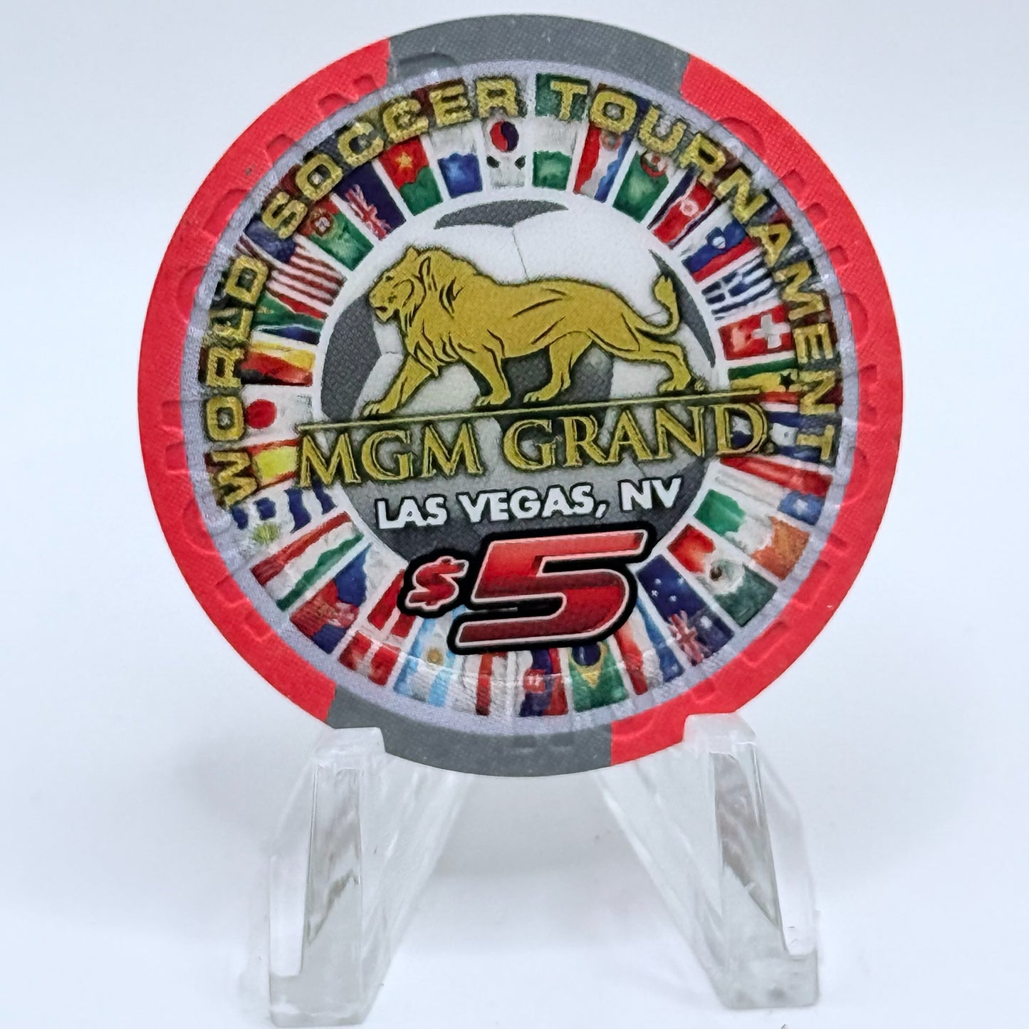 MGM Grand (Theme Hotel) Las Vegas Nevada 2010 'World Soccer Tournament' LE $5 Casino Chip D0071