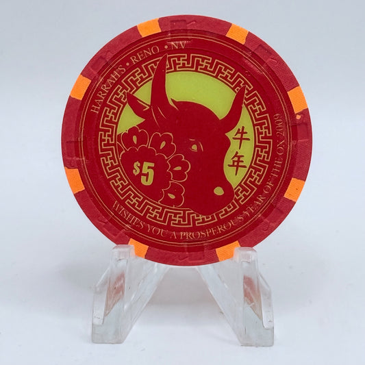 Harrah's Reno Nevada 2009 'Year of the Ox' LE $5 Casino Chip E5360