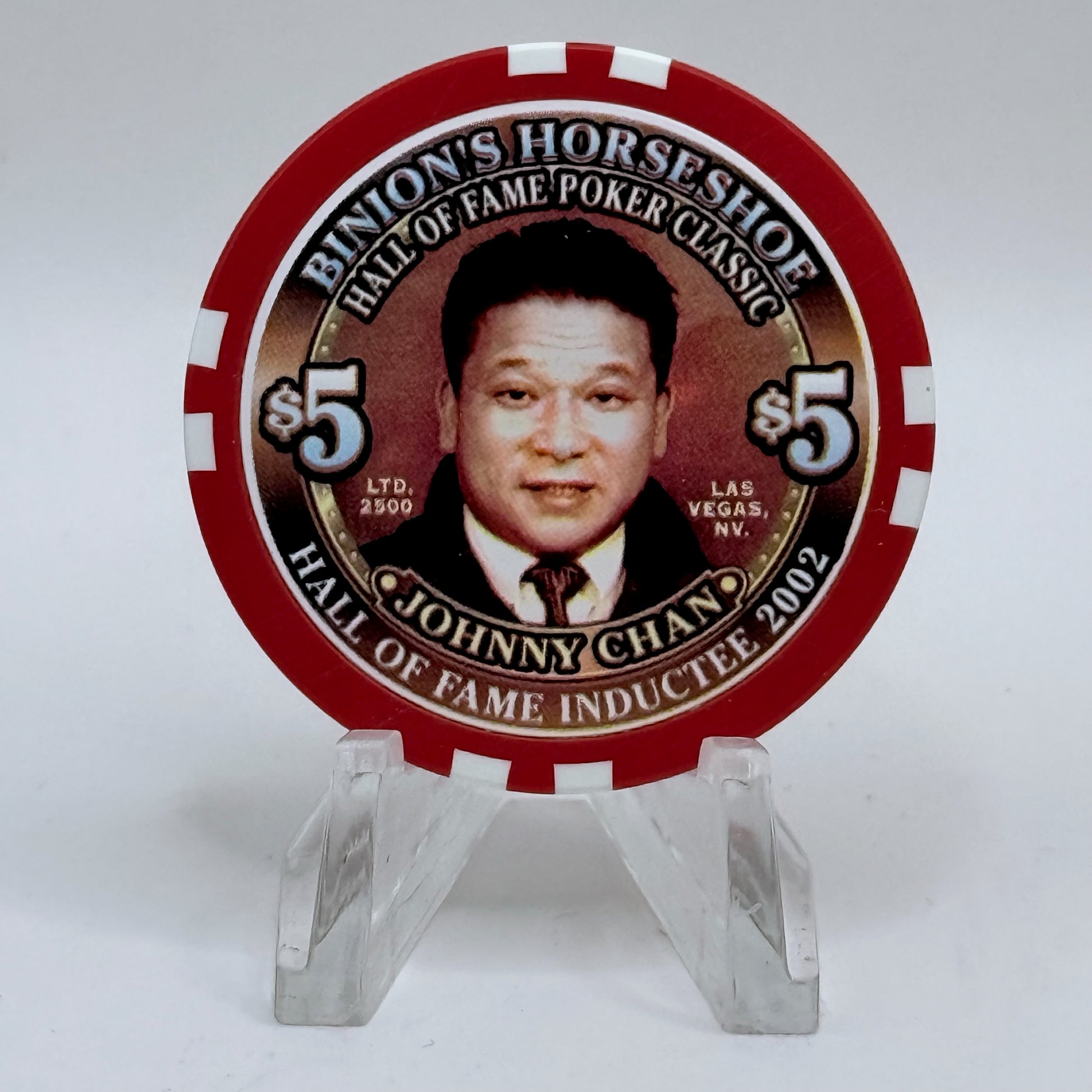 Horseshoe Club (Binion's) Las Vegas Nevada 2002 'Hall Of Fame - Johnny Chan' LE $5 Casino Chip V9075