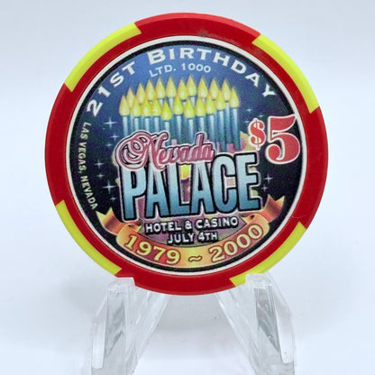 Nevada Palace Las Vegas Nevada 2000 '21st Birthday' LE $5 Casino Chip V7120