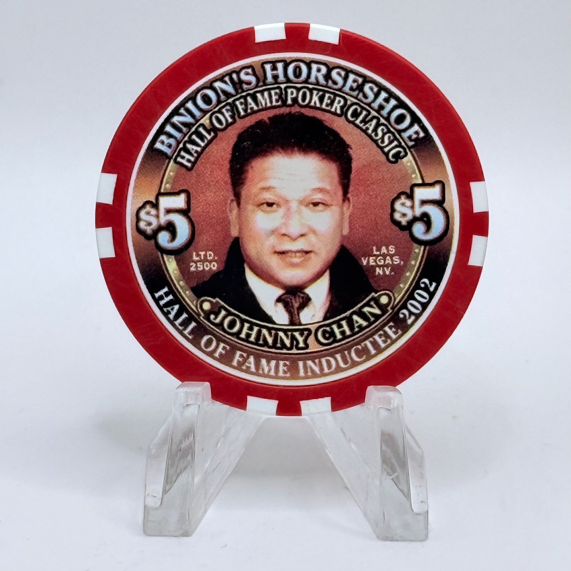 Horseshoe Club (Binion's) Las Vegas Nevada 2002 'Hall Of Fame - Johnny Chan' LE $5 Casino Chip V9075