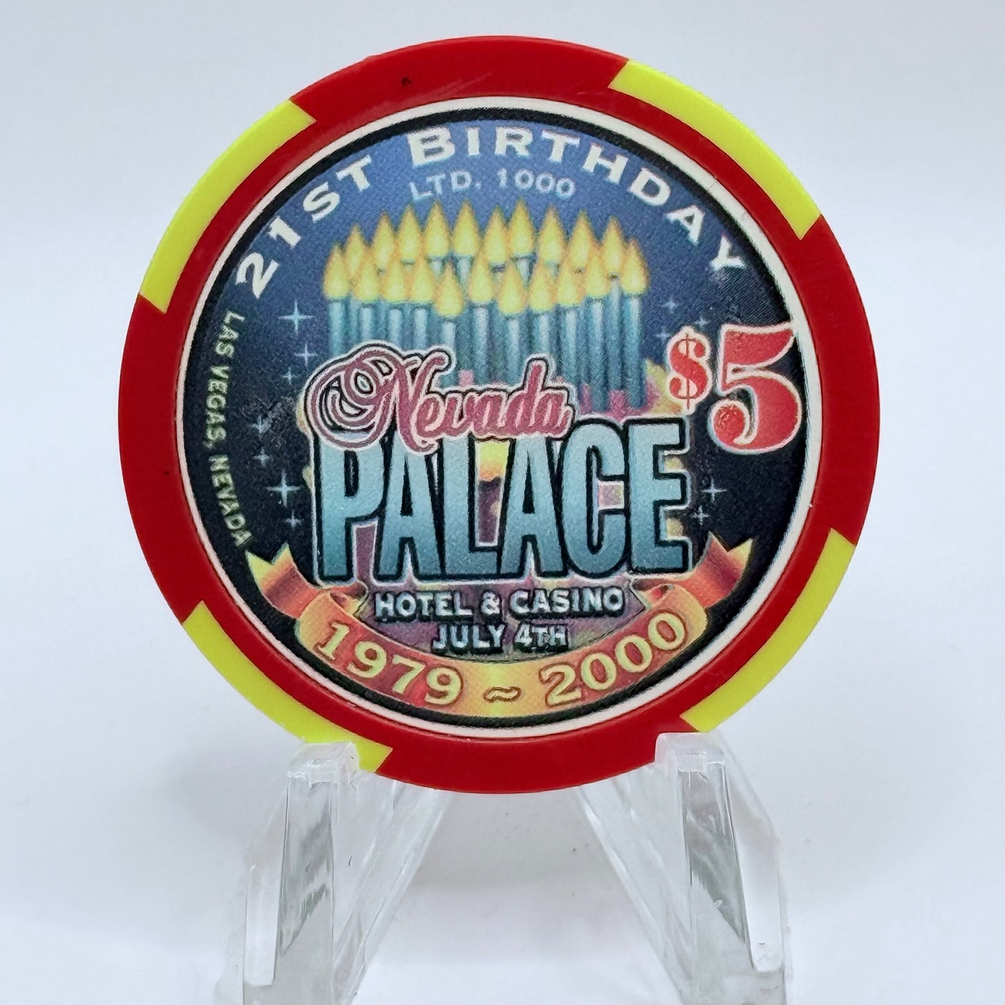 Nevada Palace Las Vegas Nevada 2000 '21st Birthday' LE $5 Casino Chip V7120