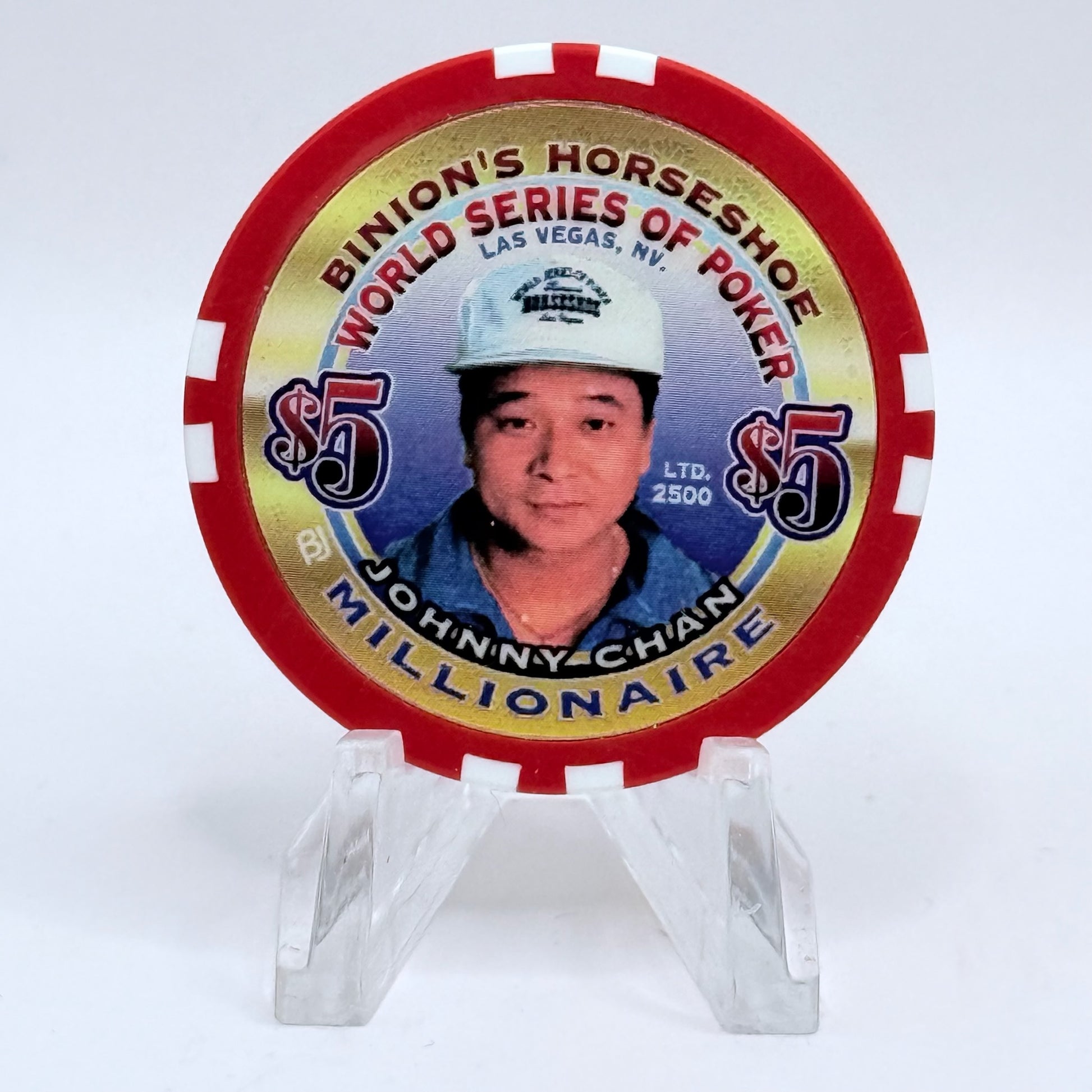 Horseshoe Club (Binion's) Las Vegas Nevada 2002 'Johnny Chan' Series 17 LE $5 Casino Chip V9075
