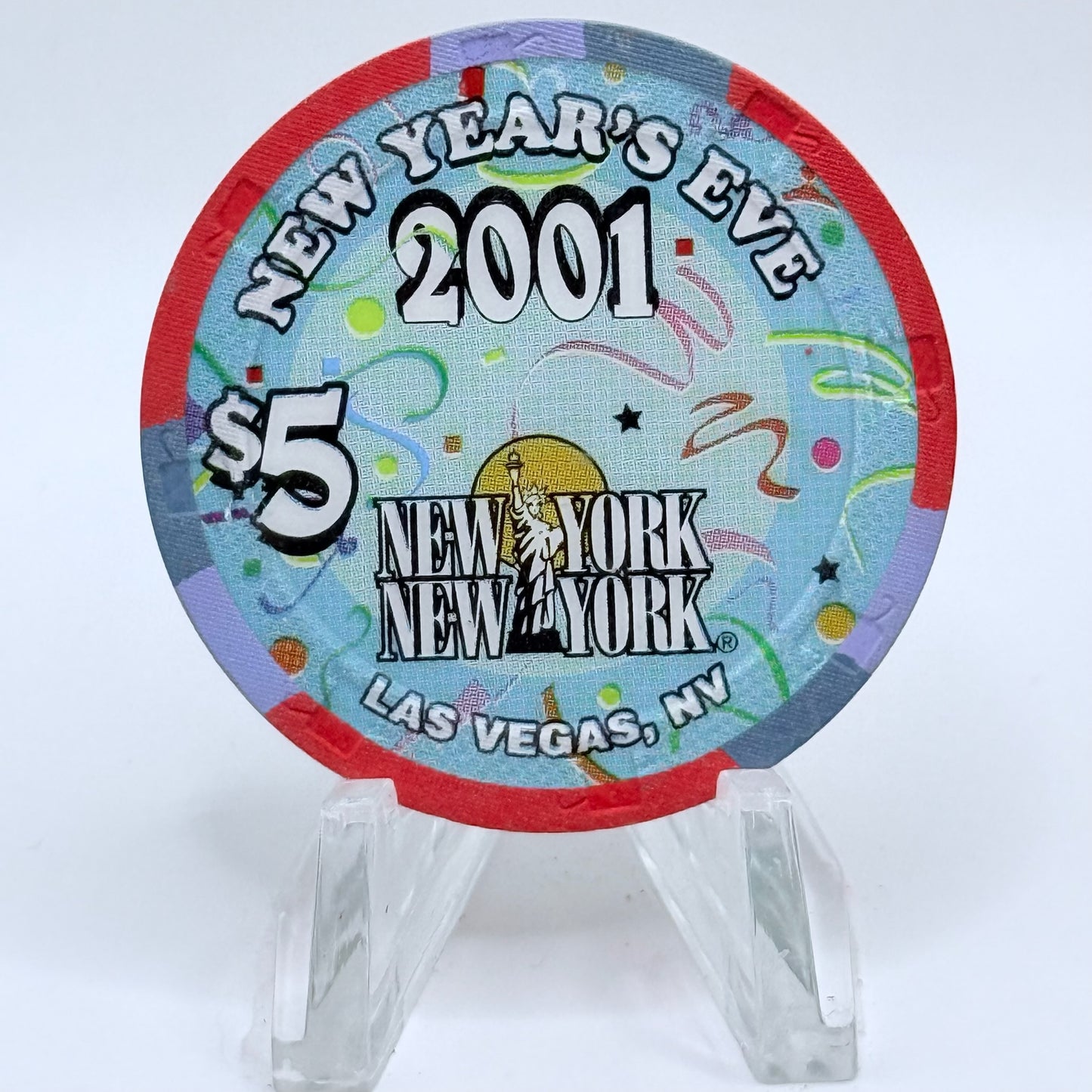 New York New York Las Vegas Nevada 2000 'New Year's Eve' LE $5 Casino Chip V6328