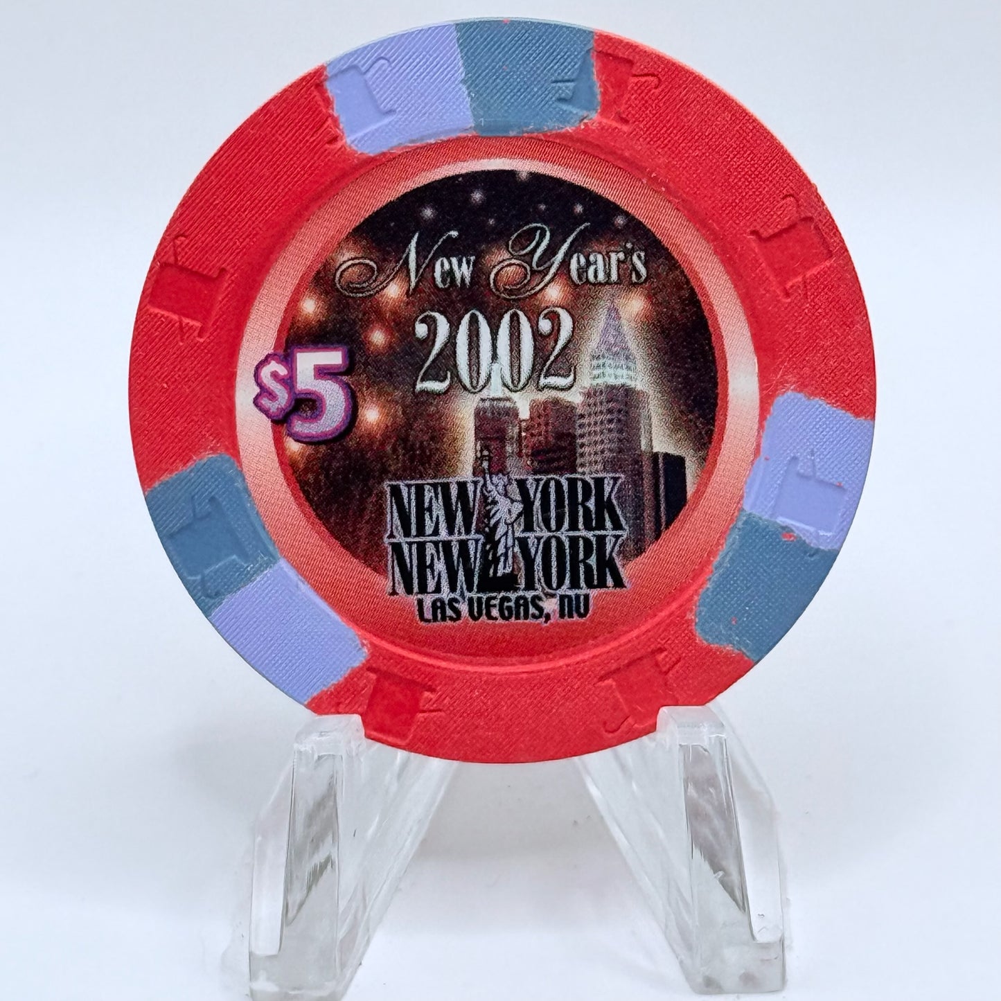 New York New York Las Vegas Nevada 2001 'New Years' LE $5 Casino Chip V9226