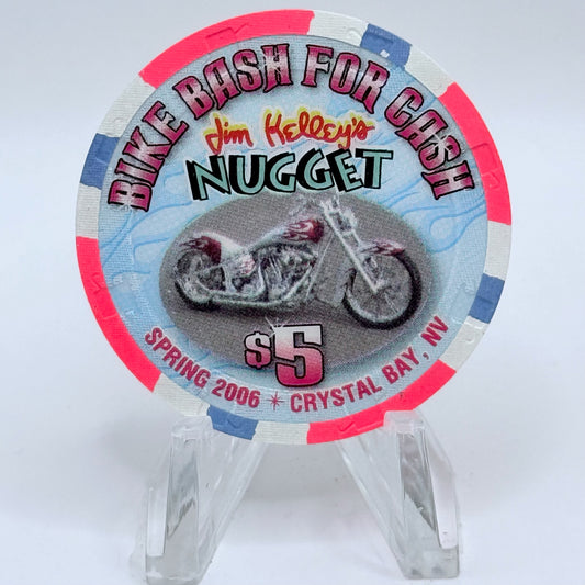 Jim Kelley's Nugget Crystal Bay Nevada 2006 'Bike Bash For Cash' LE $5 Casino Chip E5582