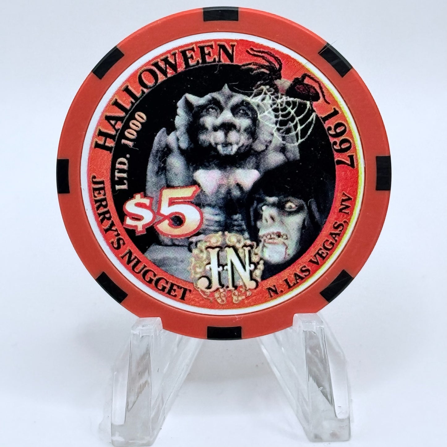 Jerry's Nugget N. Las Vegas Nevada 1997 'Halloween' LE $5 Casino Chip V1212